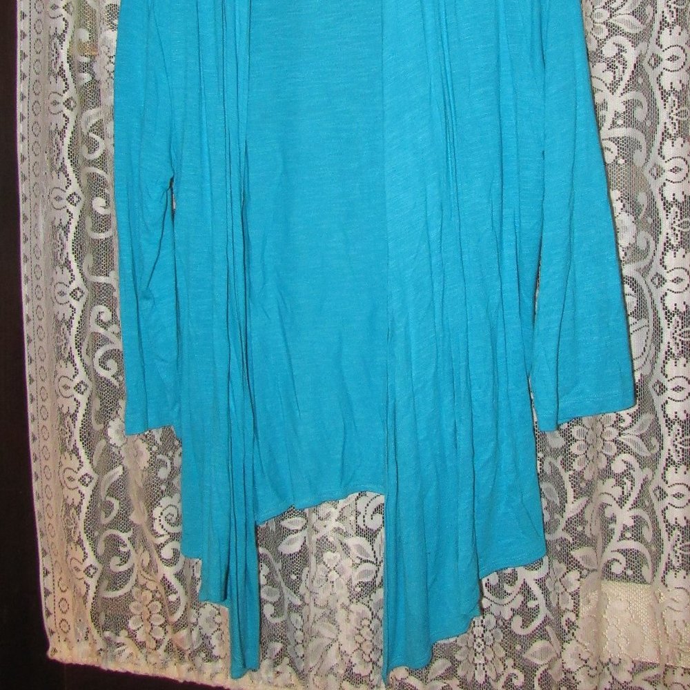 Chicos Cardigan Turquoise Sz 1 - Picture 2 of 3